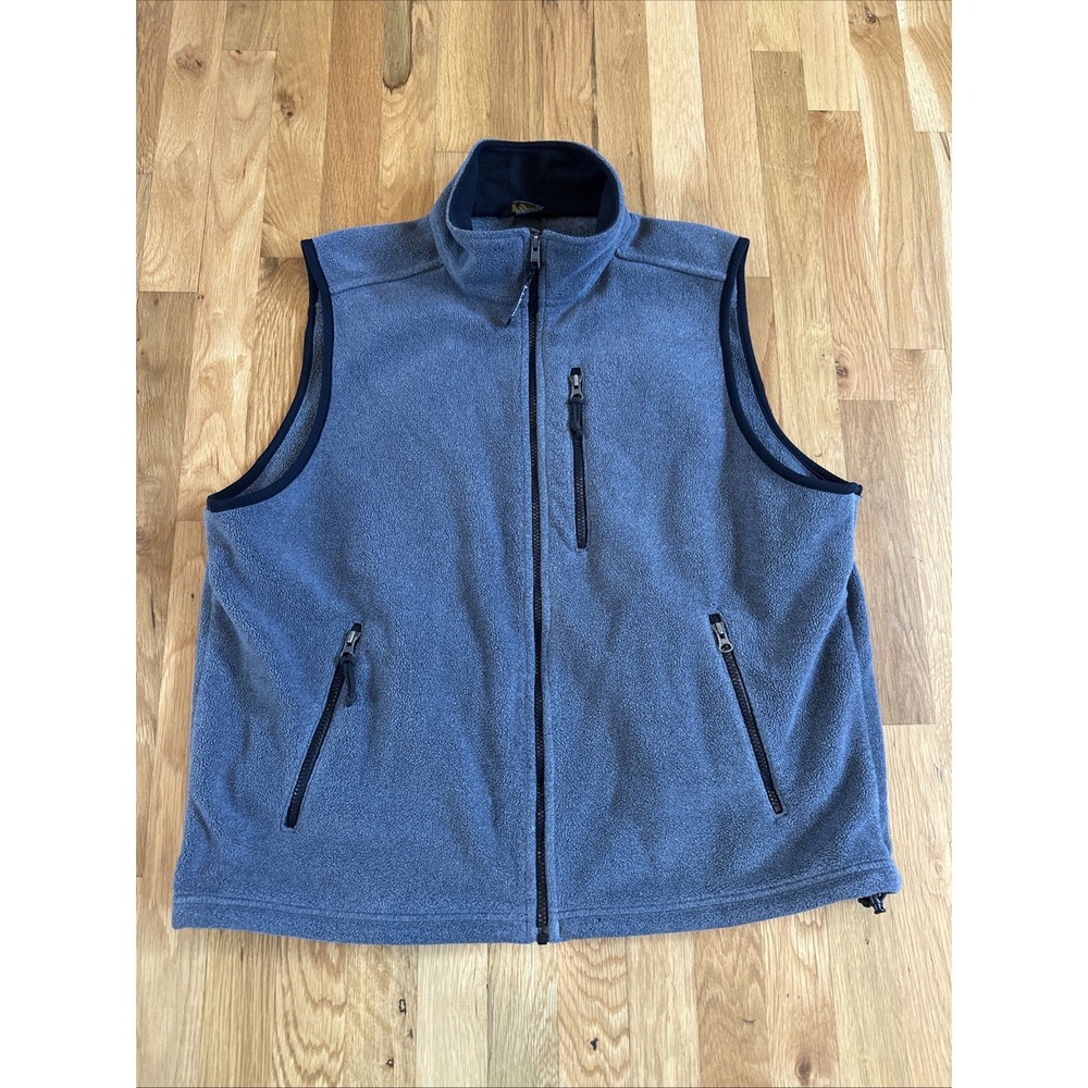 L.L.‎ Bean Vest Gray Fleece Men's Large Zip Pockets Warm Layer Outdoor Hiking